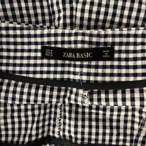 Zara basic flutter short gingham blue and white pattern size medium